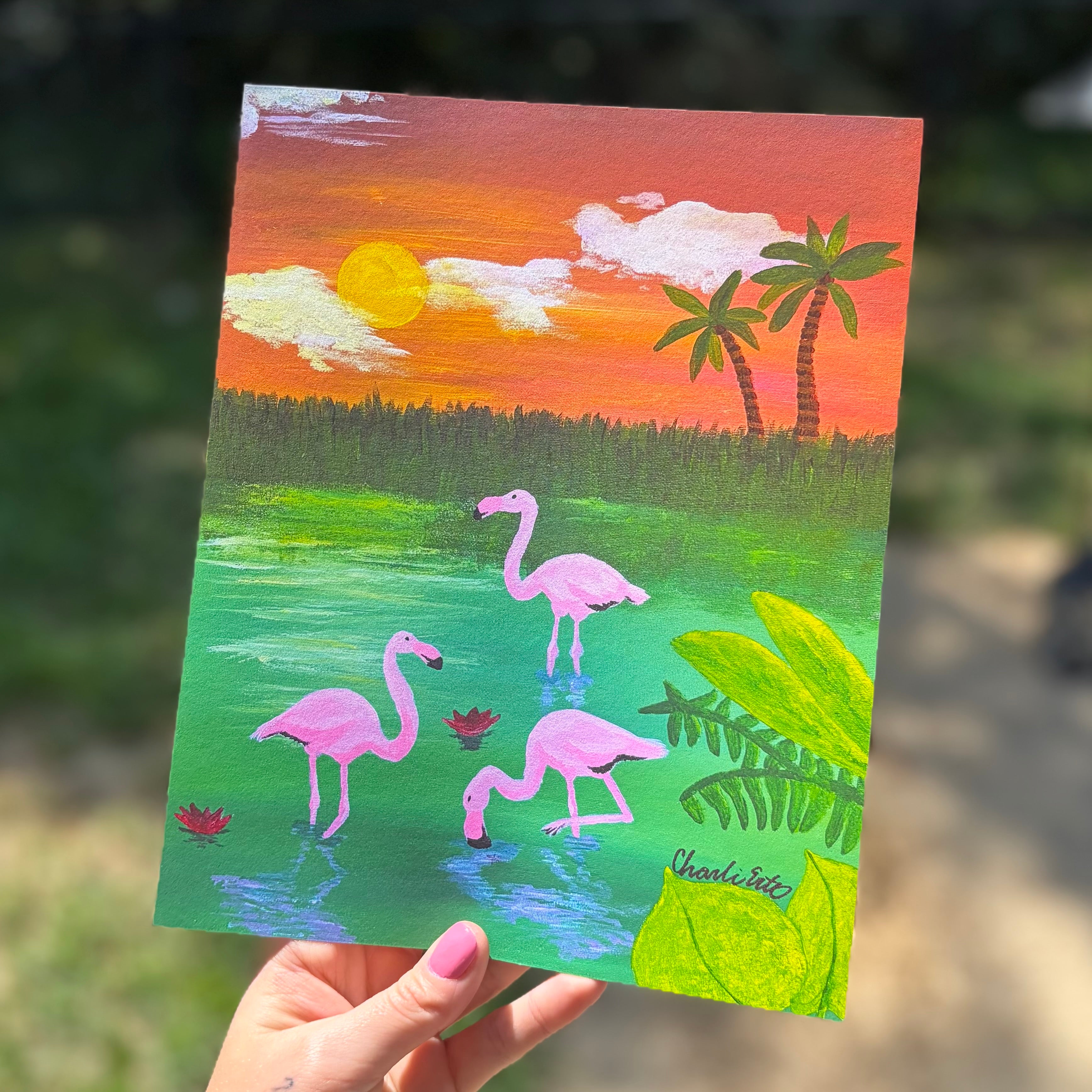 Flamingos in the Swamp Art Prints